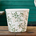 Ceramic Planter Without Drainage Hole, 6.7 Inch - Indoor/Outdoor Flower Pot for Orchids, Succulents, Green Floral Modern Farmhouse Design Plant Pot for Home,Office & Garden Décor, Ideal Gift