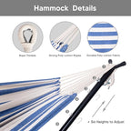 SUNCREAT 2-in-1 Convertible Free Standing Hammock with Stand Included, Camping Backyard Hammock with Stand, Patented, Blue & White Stripe
