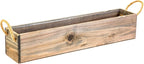 20" Rectangular Rustic Wood Planter with Handle and Plastic Liner l Rustic Barn Wood l Country Style, Home and Wedding Decorations, Garden Ornaments (20x4 w Handle Set of 2, Natural)