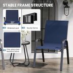 Patio Table and Chairs Set - 3 Piece Outdoor Stackable Dinging Chairs for All Weather,Breathable Garden Furniture for Deck Garden Backyard (Navy Blue)