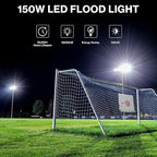 Olafus 2 Pack 150W LED Flood Light Outdoor, 15000LM Super Bright Work Lights Plug in, 6500K, IP66 Waterproof Exterior Floodlight for Stadium Yard Barn