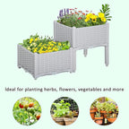 Outsunny 2 Piece Raised Garden Bed with Legs, Planter Box Raised Bed to Grow Flowers, Herbs & Vegetables, Gray