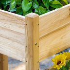 Outsunny Raised Garden Bed with 3 Planter Box, Elevated Wooden Plant Stand with Drainage Holes, for Vegetables, Herb and Flowers, Natural