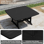 Outdoor Dining Set, HDPE 9-Piece Patio Table and Chairs Set, All-Weather Outdoor Dining Table Set for 8 with Umbrella Hole, Durable Patio Furniture Set with Chairs,Black