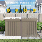 280 Gallon Outdoor Deck Box, Lockable Waterproof Outdoor Storage Boxes For Garden Tools,Indoor Cushions,Accessories Outside Storage Resin Weatherproof Container(Grey)