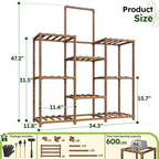 EnHomee Plant Stand Indoor Large Plant Stand Outdoor 5 Tiers Wood Tiered Plants Shelf for Multiple Plants with 10-15 Potted for Living Room Patio Balcony Yard Garden 34.3" W x 11.8" D x 47.2" H