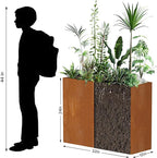 Cor Ten Steel Planters – 32x12x24H Inch Rectangular Planter Box | Weather-Resistant Design for Garden, Patio, or Porch (Rustic)