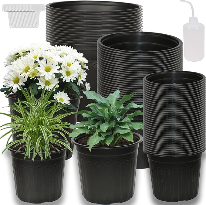 72-Pack 2/2.5/3 Gallon Flexible Plastic Plant Pots, Thickened Soft Seed Starting Container for Indoor Outdoor Plants, Seedlings, Vegetables, Succulents and Cuttings
