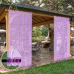 SpaceDresser Waterproof Outdoor Sheer Curtains for Patio - 4 Panels Rod Pocket Indoor Voile Sheer Curtain for Living Room,52W x 96L inch, Lavender