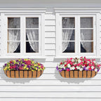 Y&M 30" Iron Window Deck Railing Planter Box 4Pcs with Coco Liner, Metal Horse Troughs Fence Planter for Outdoor Balcony Rail Fence Porch Patio