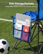 VEVOR Portable Folding Bench, 8 Seat Foldable Soccer Bench with Side Pockets and Carrying Bag, Lightweight Sideline Seating with Back Rest for Football, Baseball, Camping, Outdoor Events, Blue