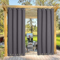 NICETOWN Outdoor Curtain Waterproof Extra Long 108" for Patio, Windproof Energy Saving Top and Bottom Stainless Steel Grommets Blackout Outdoor Drape for Porch, 1 Piece, 52 inches Wide, Grey