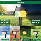 Solar Spot Lights Outdoor with 60 LED & Auto On/Off, 2 Pack Solar Lights Outdoor Waterproof IP68 with 3 Lighting Modes, 2-in-1 Solars Landscape Light for Outside, Garden, Yard(Warm White)