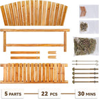 Outdoor Porch Swing Front Porch Hanging Wooden Bench Swing 3 Seat Chair for Garden, Patio, Backyard, Playground, Log Wood 800Lbs, 5 Ft, Lightly Toasted