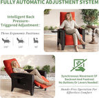 IDEALHOUSE Wicker Outdoor Recliner Reclining Patio Chairs with Adjustable Back & Footrest 150° Lay-Flat Reclining with Air Pump Rattan Flip-Up Side Table Outdoor Lounge Chairs for Pool Deck Balcony