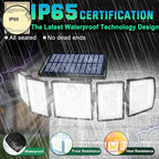 Solar Lights Outdoor Waterproof Motion Sensor - 416 LEDs 3000 Lumens Super Bright 3 Brightness 3 Modes 2400mAh 360° Illumination 32ft Solar Flood Security Light for Outside (‎With Remote Control, 1)
