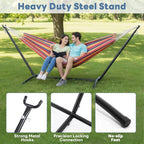DUMOS Hammock Stand Only, Heavy Duty Hammock Stands for Double 2 Person, Portable Steel Stand for Outside Garden Backyard Patio Pool Beach with Carrying Case