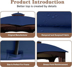 SCOCANOPY Ripstop Replacement Top for Lowe's Allen Roth 10X12 Gazebo Model #GF-12S004B-1/ GF-12S004BTO/TPGAZ17-002C，(Navy Blue)
