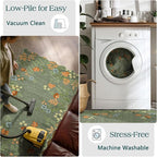 Outdoor Rug 3x5 Ft Sage Green Floral Washable Mat with Non-Slip Backing