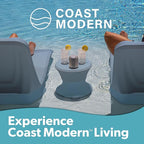 Coast Modern Outdoor Side Table - Lounger Table for Inside Pool or on Patio - All-Weather Furniture for Sun Shelf Up to 15" - Stone Blue