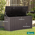 Deck Box, 100 Gallon Dark Brown Lockable Resin Storage Container