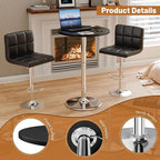 Flamaker Round Bistro Pub Table 23.6 Inch Height Adjustable 360° Swivel Bar Table Metal Base for Pub, Dining Room, Party (2, Black-Silver)