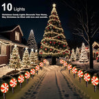 Ultimate Unicorn Christmas Lollipop Pathway Lights for Garden Christmas Decoration Red, 10 LED Peppermint String Lights with Stakes for Outdoor Sidewalk Pathway Rooftop Lawn Garden