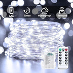 String Lights 33 Ft 100 LED Pure White Battery Powered Fairy Lights