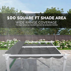 PURPLE LEAF 10' x 10' Outdoor Aluminum Pergola White Heavy-Duty Retractable Pergola Patio Metal with Double Sun Shade Canopy for Backyard Gardens Deck, Grey