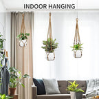 Macrame Plant Hanger - Fits 4 to 15 inches Pots for Indoor Outdoor, 43"/35"/29" Different Sizes Set, Brown (POTS NOT Included)