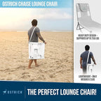 Ostrich 72 by 22 Inch Versatile Chaise Lounge Portable Reclining Lounger, Outdoor Patio, Beach, Lawn, Camping, or Pool Tanning Chair, White