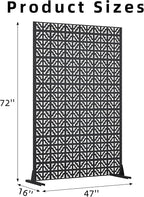 Casaphoria Metal Privacy Screen Outdoor, 72" H x 47" W Freestanding Decorative Privacy Screen for Patio Deck Balcony Garden with Stable Base, Black Charles