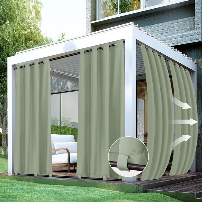 HolidayIdeas Gazebo Curtains Outdoor Waterproof 4 Panels-Windproof Weatherproof by HolidayIdeas