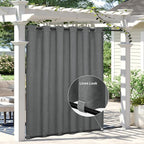 Easy-Going Linen Look Outdoor Curtains Waterproof Windproof Porch Curtains, Soft Thicken Outdoor Privacy Curtains for Patio, Gazebo, Grommet Top and Tab Bottom Drape, 1 Panel, 110x108 inch, Dark Grey