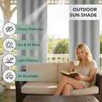 Outdoor Curtains for Patio Waterproof - 6 Panels Privacy Weatherproof Outside Curtains with Grommets for Pergola, Gazebo, Porch, Cabana, Balcony, 54 x 84 Inch, Silver