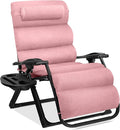 Best Choice Products Oversized Zero Gravity Chair, Folding Outdoor Patio Recliner, XL Anti Gravity Lounger w/Removable Cushion, Cup Holder, Side Tray, 350lb Capacity - Pink