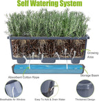 Window Box Planter 4 Packs, 17 Inches Rectangle Flower Pots with Drainage Holes & Trays, Pots for Vegetables, Herbs, Flowers, Garden Windowsill Balcony (Grey, 17 * 5.1 * 6 inch)