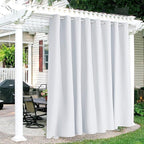 RYB HOME Extra Wide Outdoor Curtains for Patio Waterproof Heavy Duty Thermal Insulated in Summer Full Coverage Privacy for Porch, Cabana & Pool, W120 x L95, Greyish White, 1 Panel