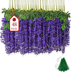 Artificial Wisteria Flower Vines, 48 Pack, Dark Purple Hanging Decor