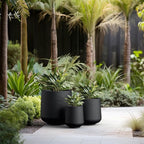 Kante 15.3"+11.6"+8.2" Dia Round Concrete Planter, Large Outdoor Indoor Planter Pots Containers with Drainage Holes and Rubber Plug for Home Garden Patio, Black