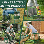 FLINTER Garden Kneelers Seat, Stable and Save Tip-Resistant Design 10.2" Wider Garden Kneeler and Seat with Handle, Heavy Duty Gardening Stool for Seniors, Gardening Weeding Bench for Parents - Green
