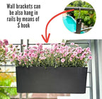 LaLaGreen Wall Planters for Outdoor (2 Pack, 14 Inch) Black Self Watering System Hanging Plant Box Flower Pot, Rectangular Wall Mount Indoor Vertical Living Garden Decoration Window Sill Herb Trendy
