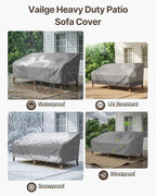 Vailge Heavy Duty Patio Sofa Cover, 100% Waterproof 3-Seater Outdoor Sofa Cover - Image 6