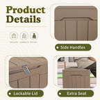 Devoko 31 Gallon Waterproof Outdoor Storage Box Resin Deck Box Lockable and UV Resistant for Patio Furniture,Garden Tools (Light Brown)