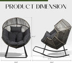 JAMFLY Egg Chair Rocking Chairs, Wicker Patio Chair Oversized Lounger Chair with Cushion for Indoor Living Room Bedroom Outdoor Patio Backyard Balcony Garden, Dark Gray