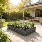 GARDMAX 8x4x1FT Galvanized Raised Garden Bed Kit, Metal Planter Boxes Outdoor with Easy Assembly, Large Garden Bed for Vegetables, Fruits, Flower, Herbs Rectangle Dark Gray
