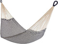 Handwoven Cotton Rope Hammock by Yellow Leaf Hammocks - Double Size, Fits 1-2 PPL, 400lb max - 100% Natural Cotton, Easy to Hang, Artisan Made - Color: Navy Blue - Off White