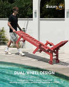 Lounge Chair Outdoor Set of 2, HDPE Chaise Lounge Outdoor, Pool Lounge Chair for Pool Poolside Deck Backyard Patio, Red