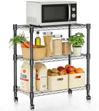 Xcity Storage Shelves, 3 Tier Heavy Duty Metal Shelving Unit with Wheels, 1050 LBS Capacity Adjustable Steel Wire Shelf Organizer for Pantry, Kitchen, Garage, 14" D x 24" W x 30" H, Black