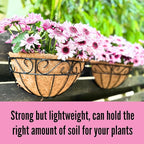 LaLaGreen 16 Inch Wall Mounted Flower Baskets, 4 Pack, Large Railing Planter Deck Rail Hanging Plant Pots Holders with Coco Liner Outdoor, Metal Herb Fence Porch Balcony Garden Patio Window Box Trough